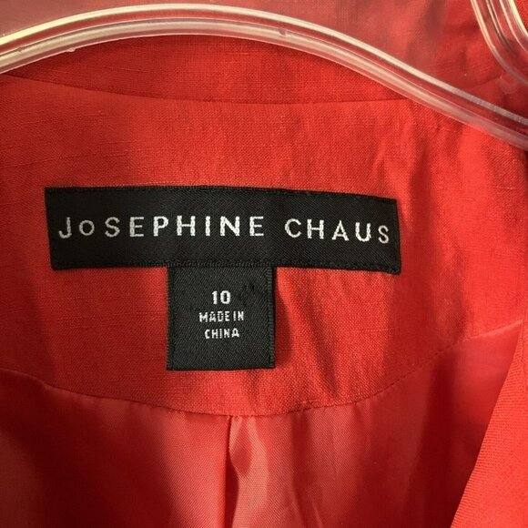 Josephine Chaus Jacket Red Silk Linen Blend Blazer for Women Size 10 - Picture 2 of 6